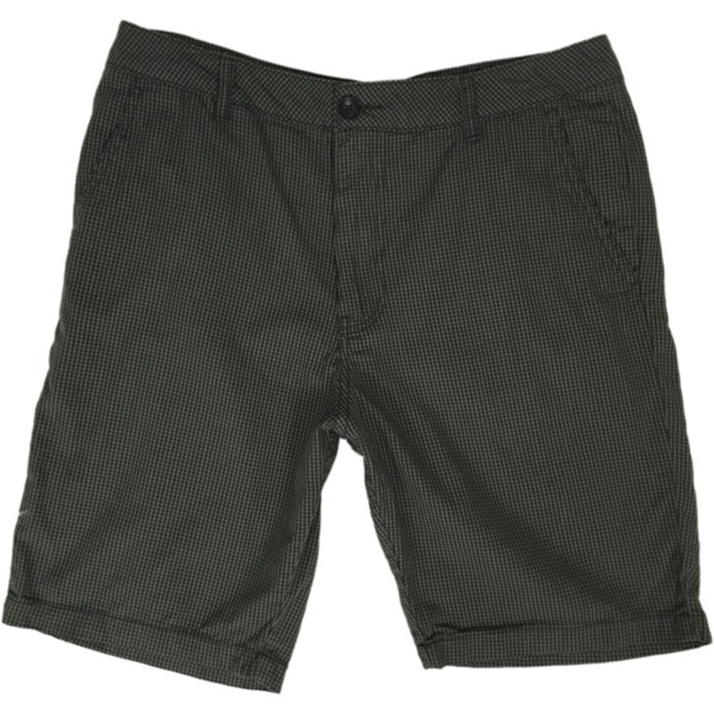 Adam Levine Mens Shorts Tiny Plaid Green Flat Front 34 Bermuda Welt Back Pockets
